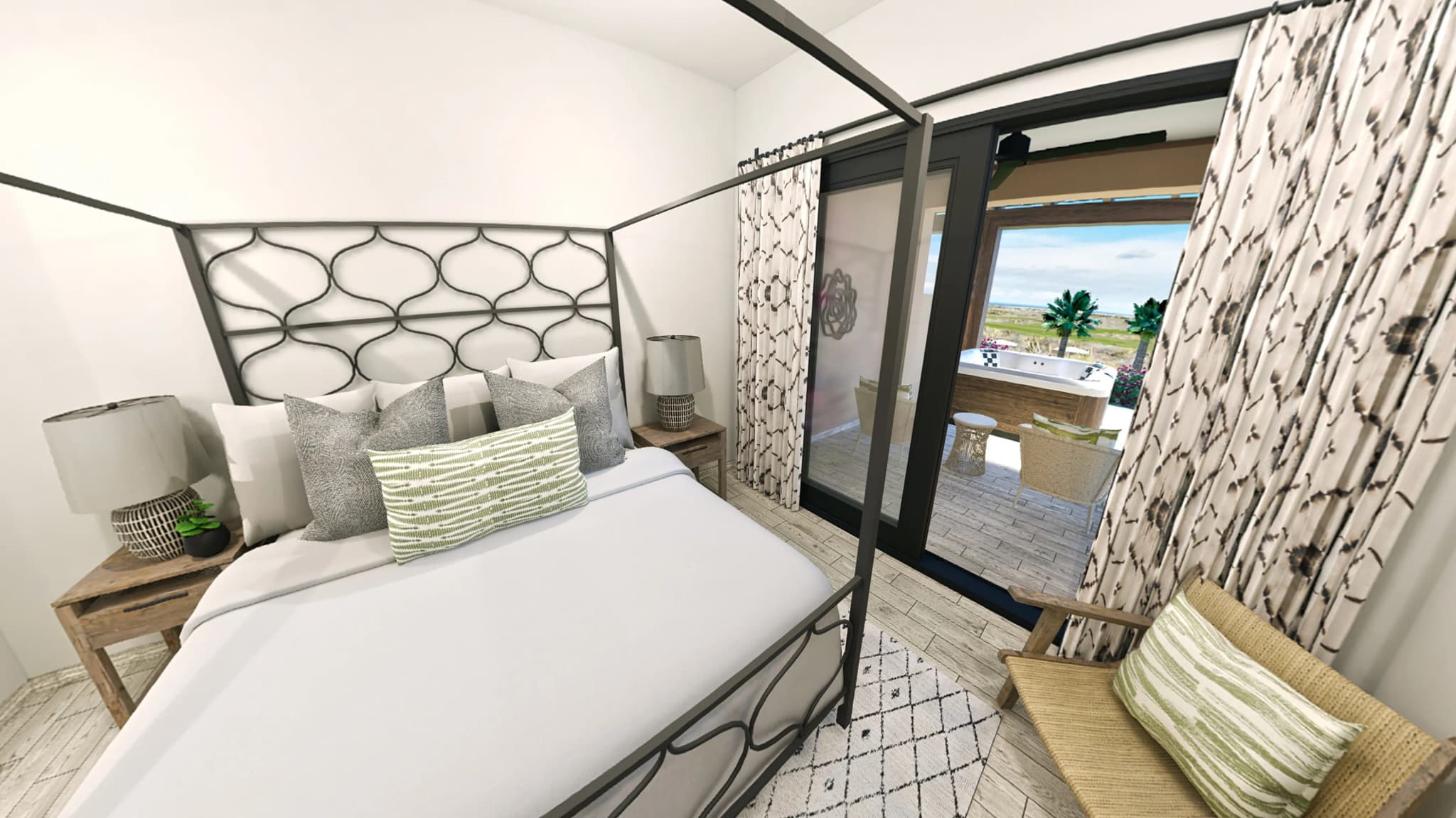 Master bedroom with outdoor access in the Mavila 3-bedroom prototype